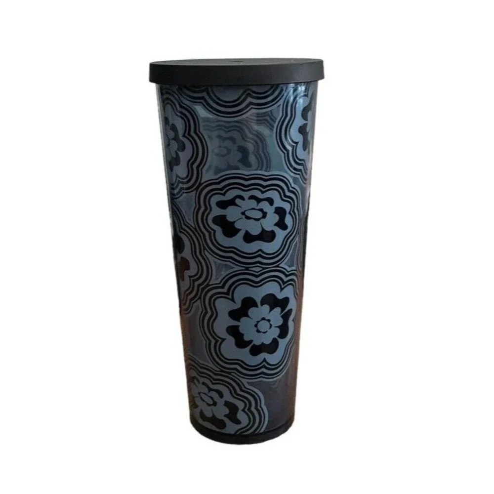 Starbucks Tumbler Denim Blue Floral Flower 2017 Cold Cup Venti 24oz  No …